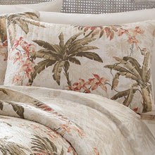 Load image into Gallery viewer, Full / Queen Cotton Coastal Palm Tree Floral 3 Piece Reversible Quilt Set