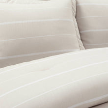Load image into Gallery viewer, Full/Queen Beige Off-White Stripe Lightweight 3-Piece Comforter Set