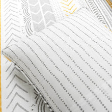 Load image into Gallery viewer, Full/Queen Scandinavian Grey/Yellow Reversible Cotton Quilt Set