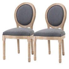 Load image into Gallery viewer, Set of 2 Vintage Upholstered Armless Curved Back Dining Chairs Grey Wash