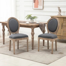 Load image into Gallery viewer, Set of 2 Vintage Upholstered Armless Curved Back Dining Chairs Grey Wash