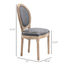 Load image into Gallery viewer, Set of 2 Vintage Upholstered Armless Curved Back Dining Chairs Grey Wash
