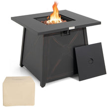 Load image into Gallery viewer, 50,000 BTU Black Steel Square Portable LP Gas Propane Fire Pit Table