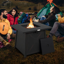 Load image into Gallery viewer, 50,000 BTU Black Steel Square Portable LP Gas Propane Fire Pit Table