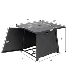 Load image into Gallery viewer, 50,000 BTU Black Steel Square Portable LP Gas Propane Fire Pit Table