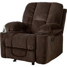 Load image into Gallery viewer, Traditional Upholstered Manual Reclining Sofa Chair w/ 2 Cup Holders and Footrest Brown