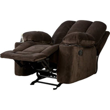 Load image into Gallery viewer, Traditional Upholstered Manual Reclining Sofa Chair w/ 2 Cup Holders and Footrest Brown