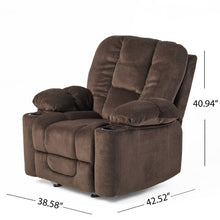 Load image into Gallery viewer, Traditional Upholstered Manual Reclining Sofa Chair w/ 2 Cup Holders and Footrest Brown
