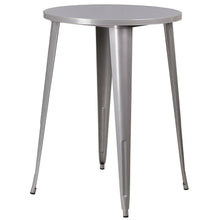 Load image into Gallery viewer, Outdoor 30-inch Round Metal Cafe Bar Patio Table in Silver