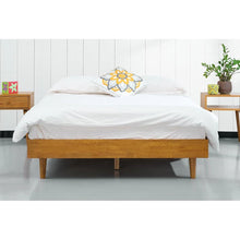 Load image into Gallery viewer, Full size Mid-Century Modern Platform Bed Frame in Light Wood Finish