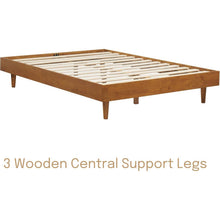 Load image into Gallery viewer, Full size Mid-Century Modern Platform Bed Frame in Light Wood Finish