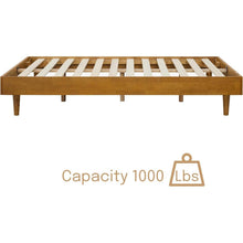 Load image into Gallery viewer, Full size Mid-Century Modern Platform Bed Frame in Light Wood Finish