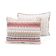 Load image into Gallery viewer, Full/Queen Lightweight Rustic Red Chevron Stripe Reversible 3 Piece Quilt Set