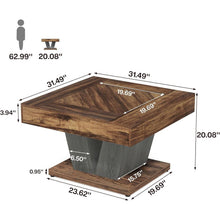 Load image into Gallery viewer, Square Farmhouse Coffee Table in Brown Black Wood Finish