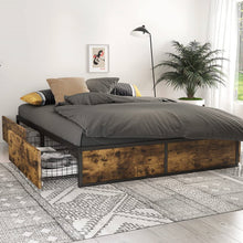Load image into Gallery viewer, Full Metal Wood Platform Bed Frame with 4 Storage Drawers - 600 lbs Max Weight