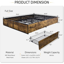 Load image into Gallery viewer, Full Metal Wood Platform Bed Frame with 4 Storage Drawers - 600 lbs Max Weight