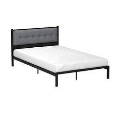 Load image into Gallery viewer, Full Metal Platform Bed Frame with Gray Button Tufted Upholstered Headboard