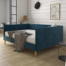 Load image into Gallery viewer, Full size Modern Navy Blue Upholstered Daybed