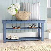 Load image into Gallery viewer, Blue Wood 2-Shelf Shoe Rack Storage Bench - 150 lbs. Weight Capacity
