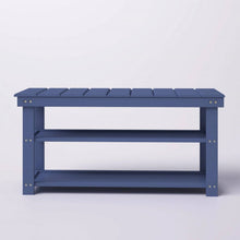 Load image into Gallery viewer, Blue Wood 2-Shelf Shoe Rack Storage Bench - 150 lbs. Weight Capacity