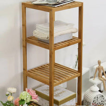 Load image into Gallery viewer, Solid Wood 4-Tier Bathroom Storage Shelving Unit
