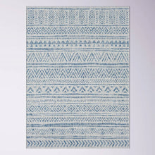 Load image into Gallery viewer, 4 ft. x 6 ft. Blue Grey Chevron Coastal Boho Style Indoor Outdoor Area Rug