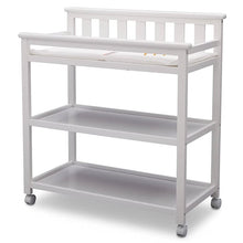 Load image into Gallery viewer, Modern White Baby's First 2 Shelf Changing Table with Wheels