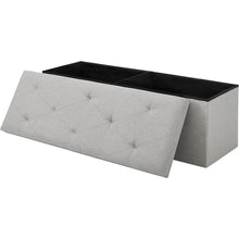 Load image into Gallery viewer, Light Grey Linen Upholstered Bedroom Living Room Entryway Storage Bench Ottoman