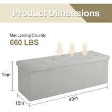 Load image into Gallery viewer, Light Grey Linen Upholstered Bedroom Living Room Entryway Storage Bench Ottoman