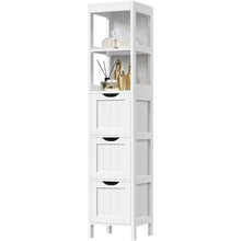 Load image into Gallery viewer, Bathroom Cabinet Tower with 3 Storage Drawers and 2 Shelves in White Wood Finish