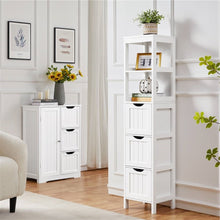 Load image into Gallery viewer, Bathroom Cabinet Tower with 3 Storage Drawers and 2 Shelves in White Wood Finish