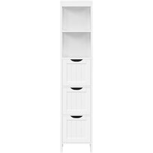 Load image into Gallery viewer, Bathroom Cabinet Tower with 3 Storage Drawers and 2 Shelves in White Wood Finish