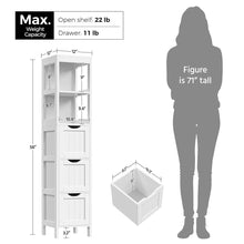Load image into Gallery viewer, Bathroom Cabinet Tower with 3 Storage Drawers and 2 Shelves in White Wood Finish