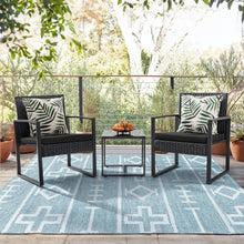 Load image into Gallery viewer, Outdoor 3-Piece Patio Furniture Set with 2 Black Patio Chairs and 1 Side Table