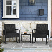 Load image into Gallery viewer, Outdoor 3-Piece Patio Furniture Set with 2 Black Patio Chairs and 1 Side Table
