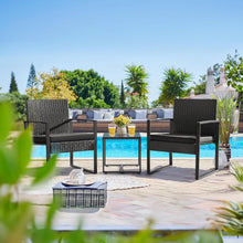 Load image into Gallery viewer, Outdoor 3-Piece Patio Furniture Set with 2 Black Patio Chairs and 1 Side Table