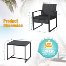 Load image into Gallery viewer, Outdoor 3-Piece Patio Furniture Set with 2 Black Patio Chairs and 1 Side Table