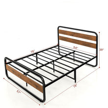 Load image into Gallery viewer, Full Industrial Wood and Metal Tube Platform Bed with Headboard and Footboard