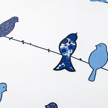 Load image into Gallery viewer, Full size Blue White Floral Birds on Wire Soft Polyester 6 Piece Sheet Set