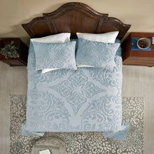 Load image into Gallery viewer, Full Size 100-Percent Cotton Chenille 3-Piece Coverlet Bedspread Set in Blue