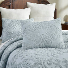 Load image into Gallery viewer, Full Size 100-Percent Cotton Chenille 3-Piece Coverlet Bedspread Set in Blue