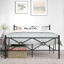 Load image into Gallery viewer, Full Size Modern Black Metal Platform Bed Frame with Headboard and Footboard