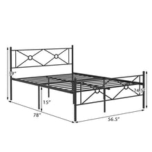 Load image into Gallery viewer, Full Size Modern Black Metal Platform Bed Frame with Headboard and Footboard