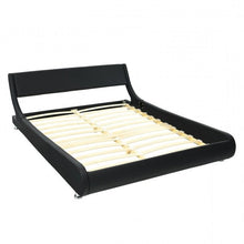Load image into Gallery viewer, Full Size Modern Faux Leather Upholstered Platform Bed Frame Black