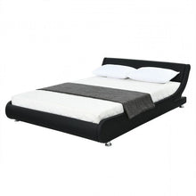 Load image into Gallery viewer, Full Size Modern Faux Leather Upholstered Platform Bed Frame Black