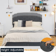 Load image into Gallery viewer, Full Size Grey Linen Adjustable Headboard 4 Drawer Storage Platform Bed