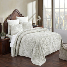 Load image into Gallery viewer, Full Size 100-Percent Cotton Chenille 3-Piece Coverlet Bedspread Set in Ivory
