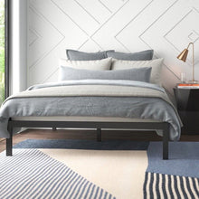 Load image into Gallery viewer, Full Black Metal Platform Bed Frame with Wood Slats - 700 lbs Weight Capacity