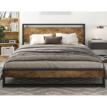 Load image into Gallery viewer, Full Modern Farmhouse Platform Bed Frame with Wood Panel Headboard Footboard