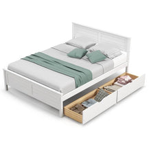 Load image into Gallery viewer, Full Size White Platform Bed Frame with 2 Storage Drawers